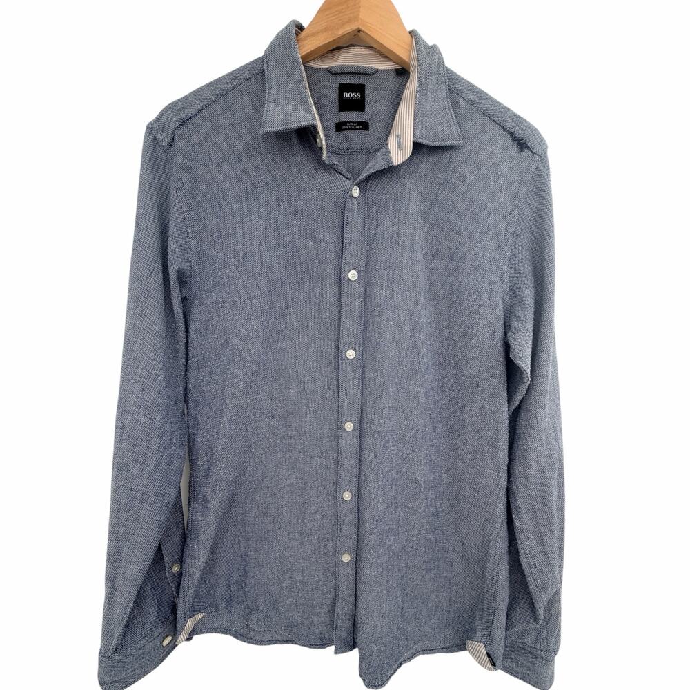 BOSS Hugo Boss Ronni_53 Slim Fit Stretch Linen Shirt Mens